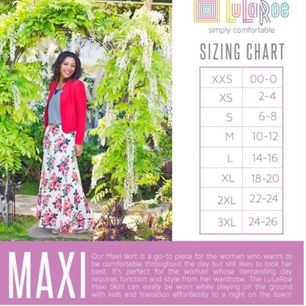 🍁 Lularoe “MAXI” skirt brown & ivory design on blue background  XS - Picture 7 of 7
